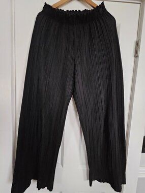 Women's Summer Wide leg pants, pleated design, elastic waistband, ANKO